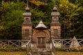 The wooden Russian Chapel near the VrÃÂ¡iÃÂ Pass in Slovenia Royalty Free Stock Photo